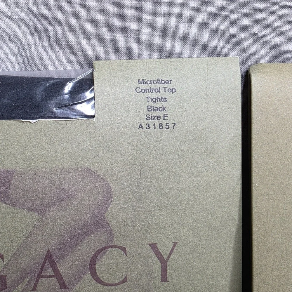 Lot Of 2 Legacy Legwear Microfiber‎ Control Top Tights BLACK Sz E-Package Damage